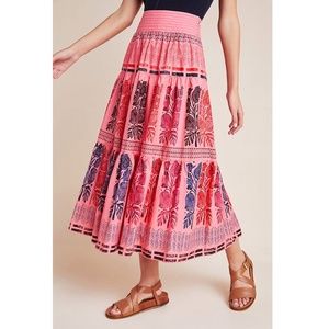 NWT Anthropologie Auberte Poplin Tiered Midi Skirt